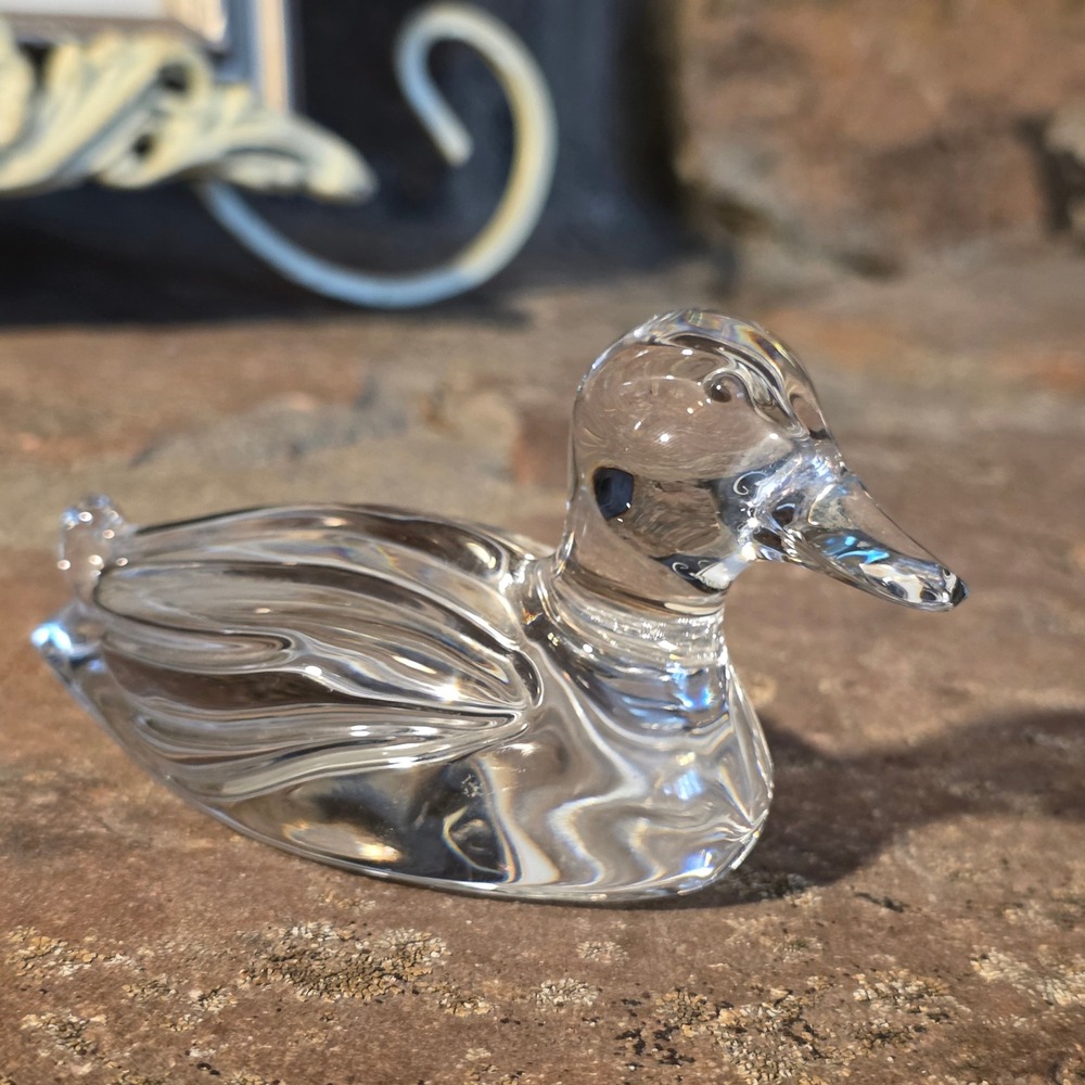Princess House Crystal Duck Figurine West Germany 24% Lead Glass Bird 4 Inch